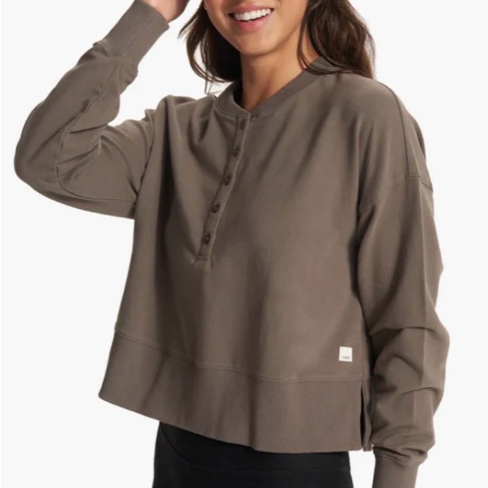 Vuori Laguna Henley Women's Taupe/brown Button-Up sweater Top